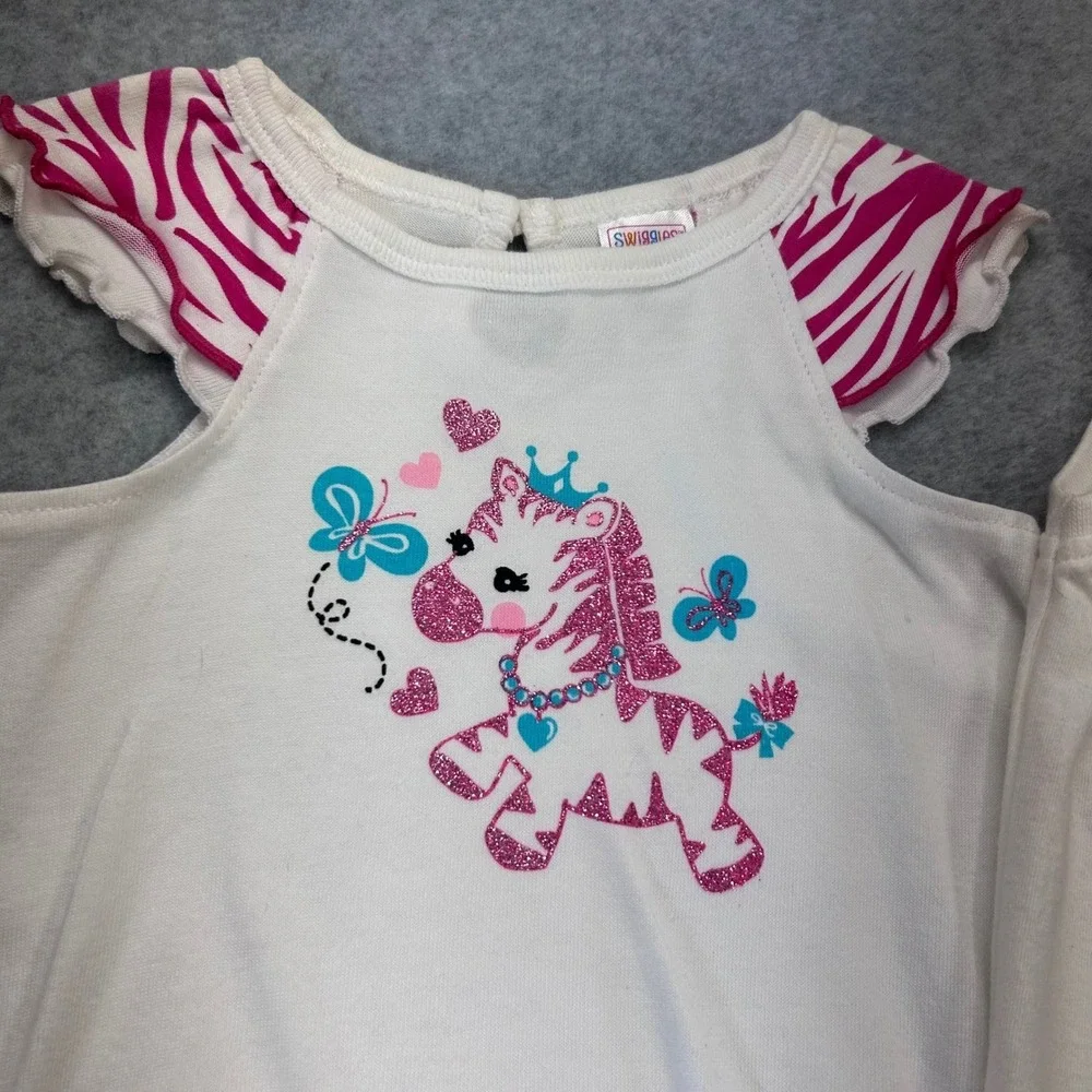 Zebra Pineapple Infant Girls Pink Swiggles Outfit Set Fringe Ruffle 12 Months